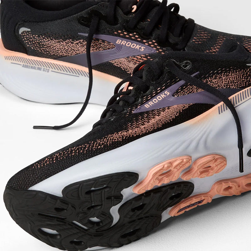 ブルックス アドレナリンGTS25 BROOKS Adrenaline GTS 25 Black/Peach/Mulled Grape レディース スニーカー BRW-4432BLK/P