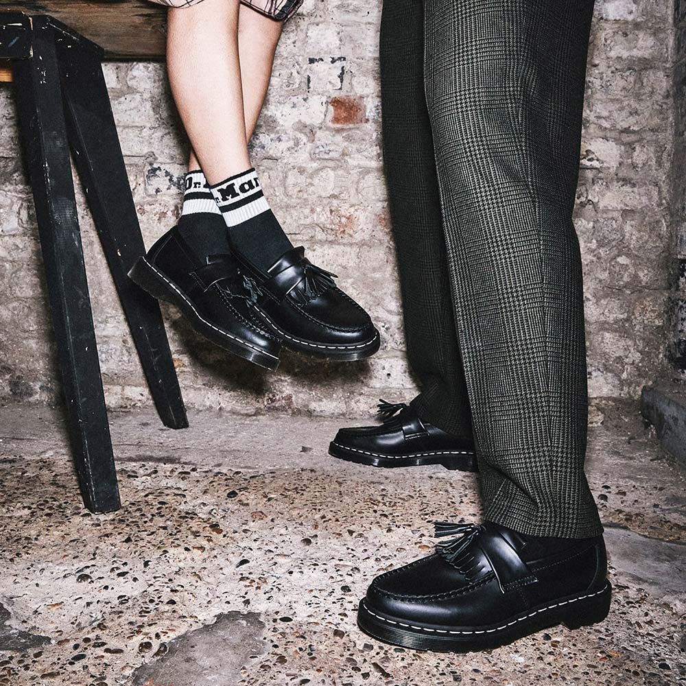 ドクターマーチン エイドリアン ホワイト ステッチ ローファー Dr.Martens ADRIAN BLACK レディース シューズ 26805001