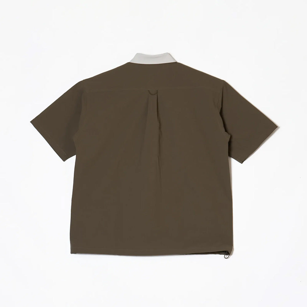 ヒュンメル PLAY シアサッカー半袖フルボタンシャツ hummel PLAY SEERSUCKER S/S FULL-BUTTON SHIRT カーキ メンズ HAW4237-591