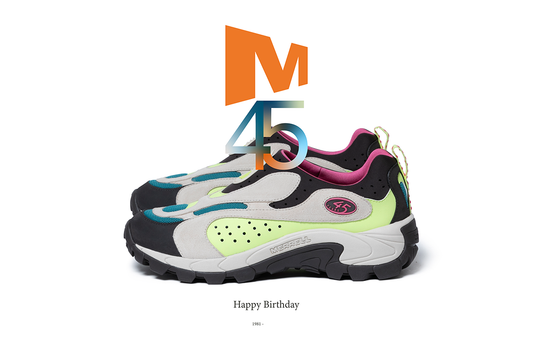 MERRELL 45周年のM45ロゴとMOC SPEED STREAK EVOのビジュアル