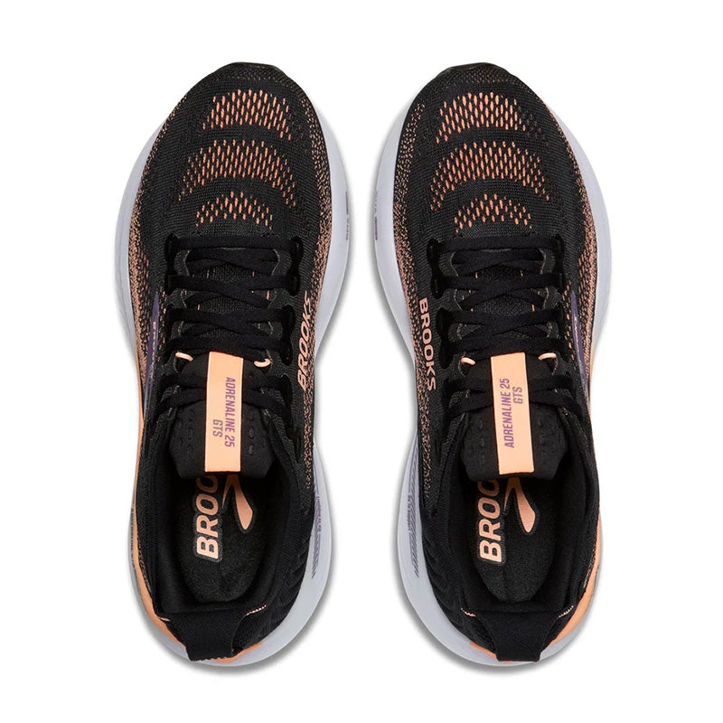 ブルックス アドレナリンGTS25 BROOKS Adrenaline GTS 25 Black/Peach/Mulled Grape レディース スニーカー BRW-4432BLK/P