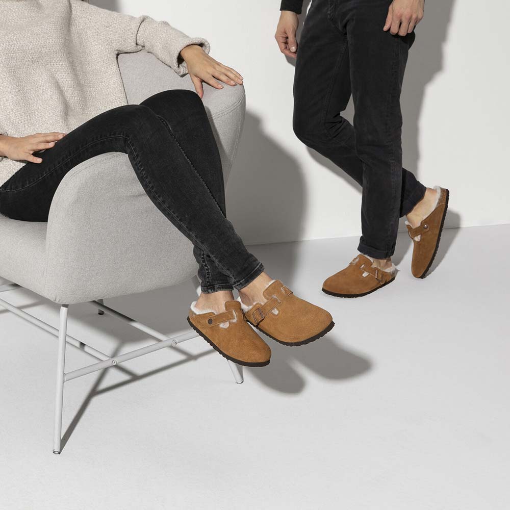 ビルケンシュトック ボストン シアリング スエードレザー BIRKENSTOCK Boston Shearling ミンク レディース サンダル ナロー幅 1001141