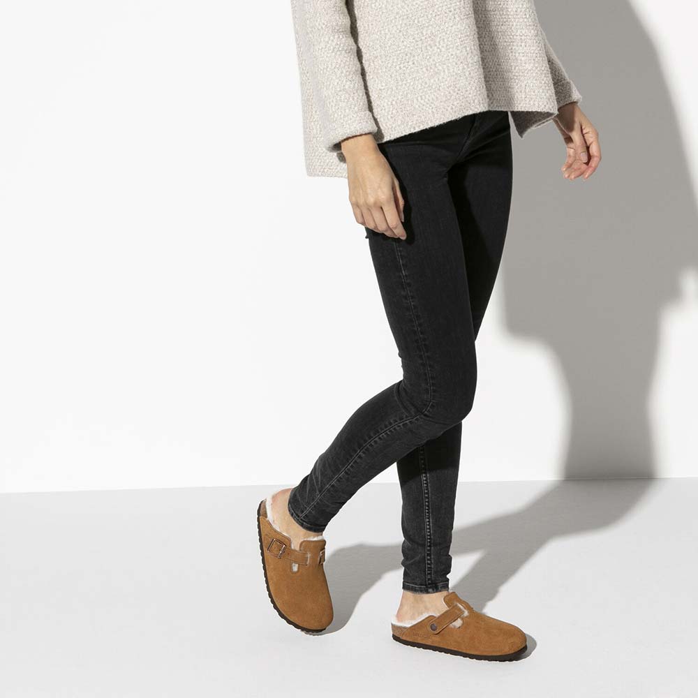 ビルケンシュトック ボストン シアリング スエードレザー BIRKENSTOCK Boston Shearling ミンク レディース サンダル ナロー幅 1001141