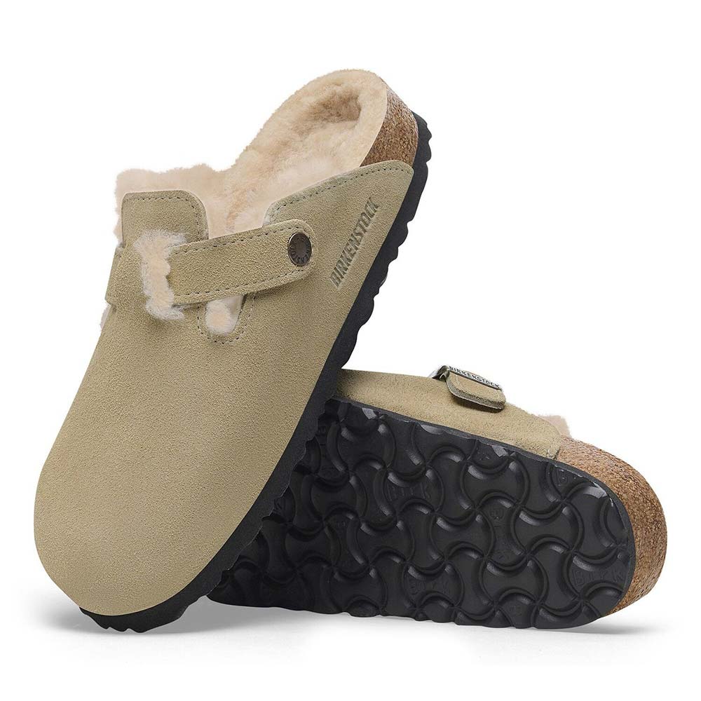ビルケンシュトック ボストン シアリング スエードレザー BIRKENSTOCK Boston Shearling トープ レディース サンダル ナロー幅 1028299