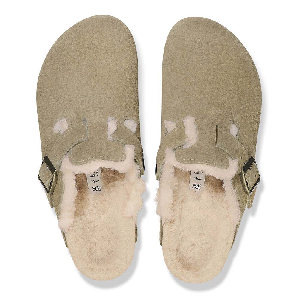 ビルケンシュトック ボストン シアリング スエードレザー BIRKENSTOCK Boston Shearling トープ レディース サンダル ナロー幅 1028299