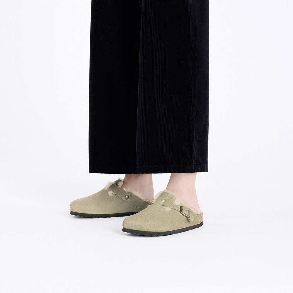 ビルケンシュトック ボストン シアリング スエードレザー BIRKENSTOCK Boston Shearling トープ レディース サンダル ナロー幅 1028299