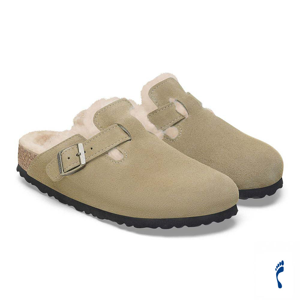 ビルケンシュトック ボストン シアリング スエードレザー BIRKENSTOCK Boston Shearling トープ レディース サンダル ナロー幅 1028299