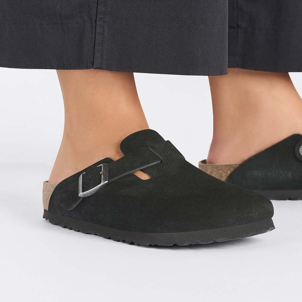 ビルケンシュトック ボストン スエードレザー BIRKENSTOCK Boston ブラック レディース サンダル ナロー幅 GC1027067