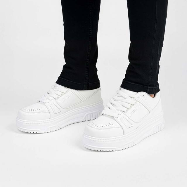 ディストーション ディセント DISTORTION DISSENT WHITE メンズ スニーカー 4cm 厚底スニーカー 白 トールシューズ シークレットシューズ シークレットスニーカー 上げ底靴 身長up 厚底靴 身長盛れる ボリューム感 スタイルアップ 幅広 軽量 DIS25F0006-WH