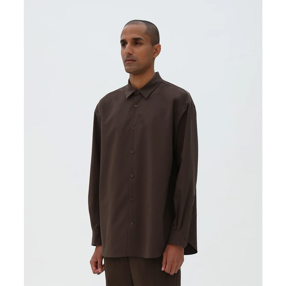 デサント ソロテックスロングスリーブレギュラーカラーシャツ DESCENTE SOLOTEX L/S REGULAR COLLAR SHIRT スモークブラック メンズ DU6FLSI1M-BK01