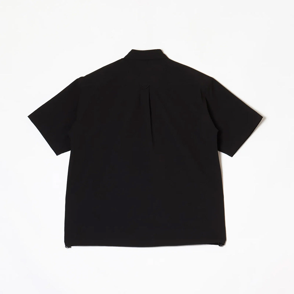 ヒュンメル PLAY シアサッカー半袖フルボタンシャツ hummel PLAY SEERSUCKER S/S FULL-BUTTON SHIRT ブラック メンズ HAW4237-90