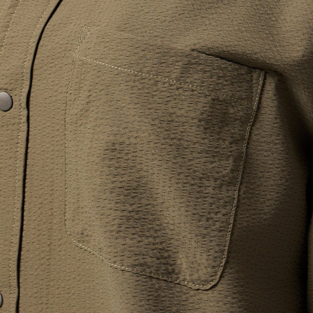 ヒュンメル PLAY シアサッカー長袖フルボタンシャツ hummel PLAY SEERSUCKER L/S FULL-BUTTON SHIRT カーキ メンズ HAW4238-591
