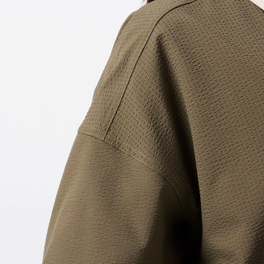 ヒュンメル PLAY シアサッカー長袖フルボタンシャツ hummel PLAY SEERSUCKER L/S FULL-BUTTON SHIRT カーキ メンズ HAW4238-591