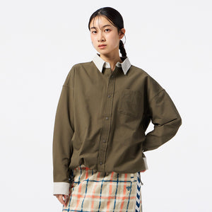 hummel PLAY SEERSUCKER L/S FULL-BUTTON SHIRT カーキ HAW4238-591
