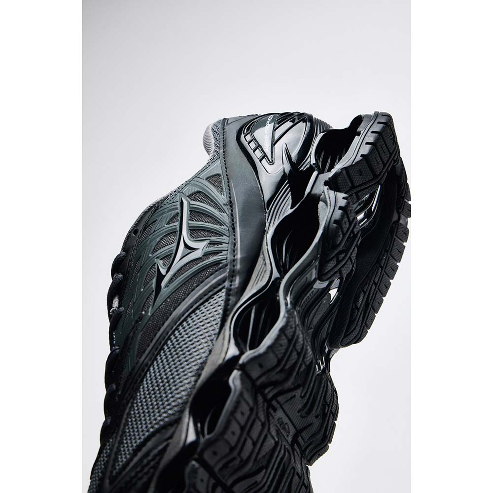 ミズノ MIZUNO WAVE PROPHECY LS グレー×ブラック×ダークグレー メンズ スニーカー D1GA333705