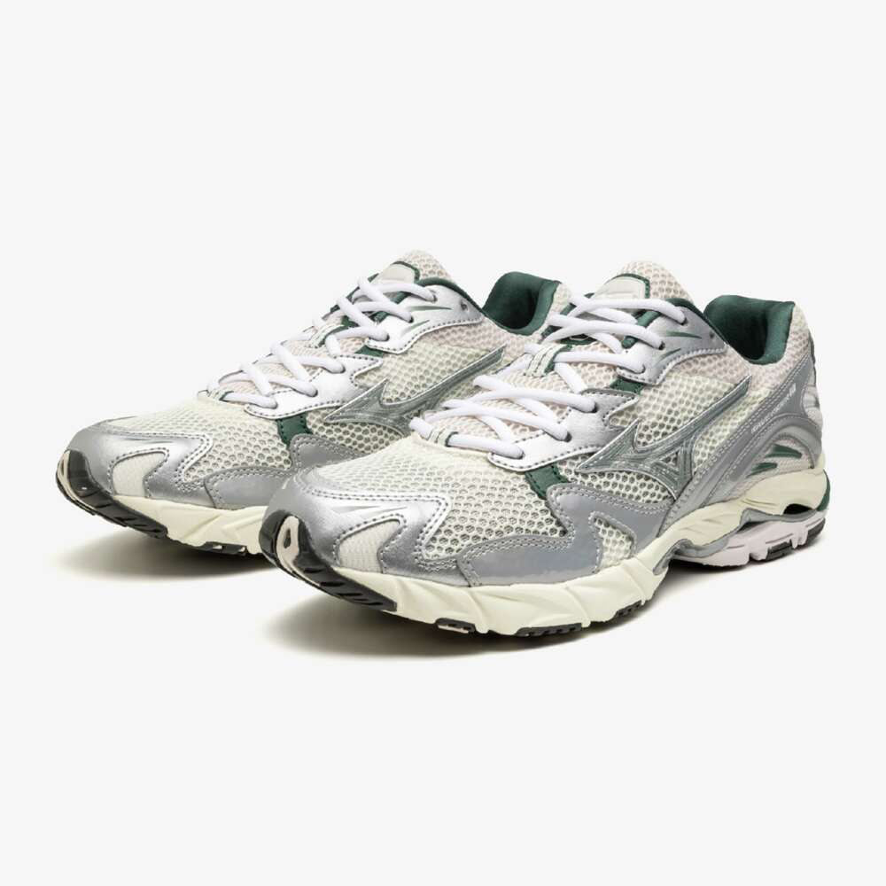 ミズノ MIZUNO WAVE RIDER 10 オフホワイト×グリーン×ライトベージュ メンズ レディース スニーカー D1GA243107
