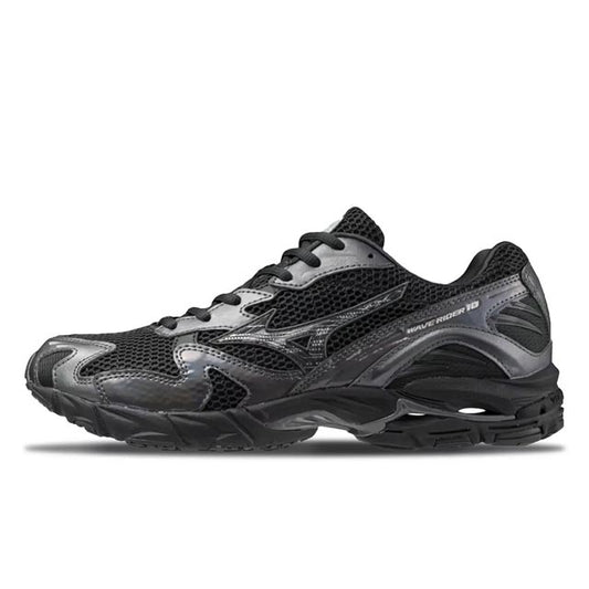 ミズノ MIZUNO WAVE RIDER 10 ブラック×ブラック×メタリックグレー メンズ スニーカー D1GA243108