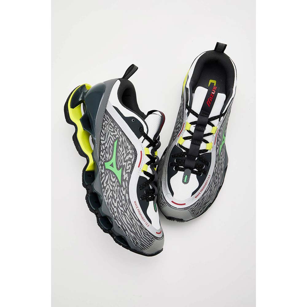 ミズノ ウェーブプロフェシー13.2 MIZUNO WAVE PROPHECY 13.2 メンズ スニーカー ライトグレー×グリーン×ライムイエロー D1GA261301