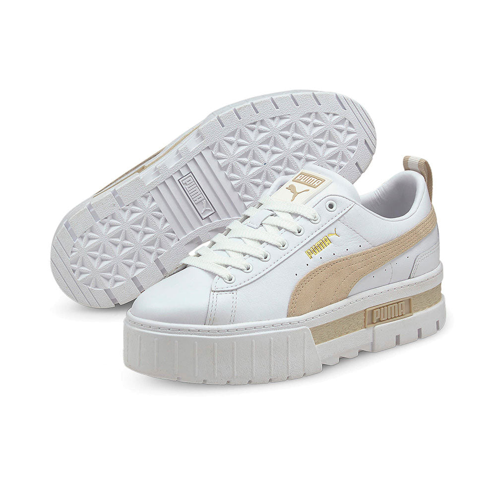 プーマ メイズ レザー ウィメンズ PUMA MAYZE LTH WNS PUMA WHITE-PEYOTE レディース スニーカー 厚底 プラットフォーム 381983-02