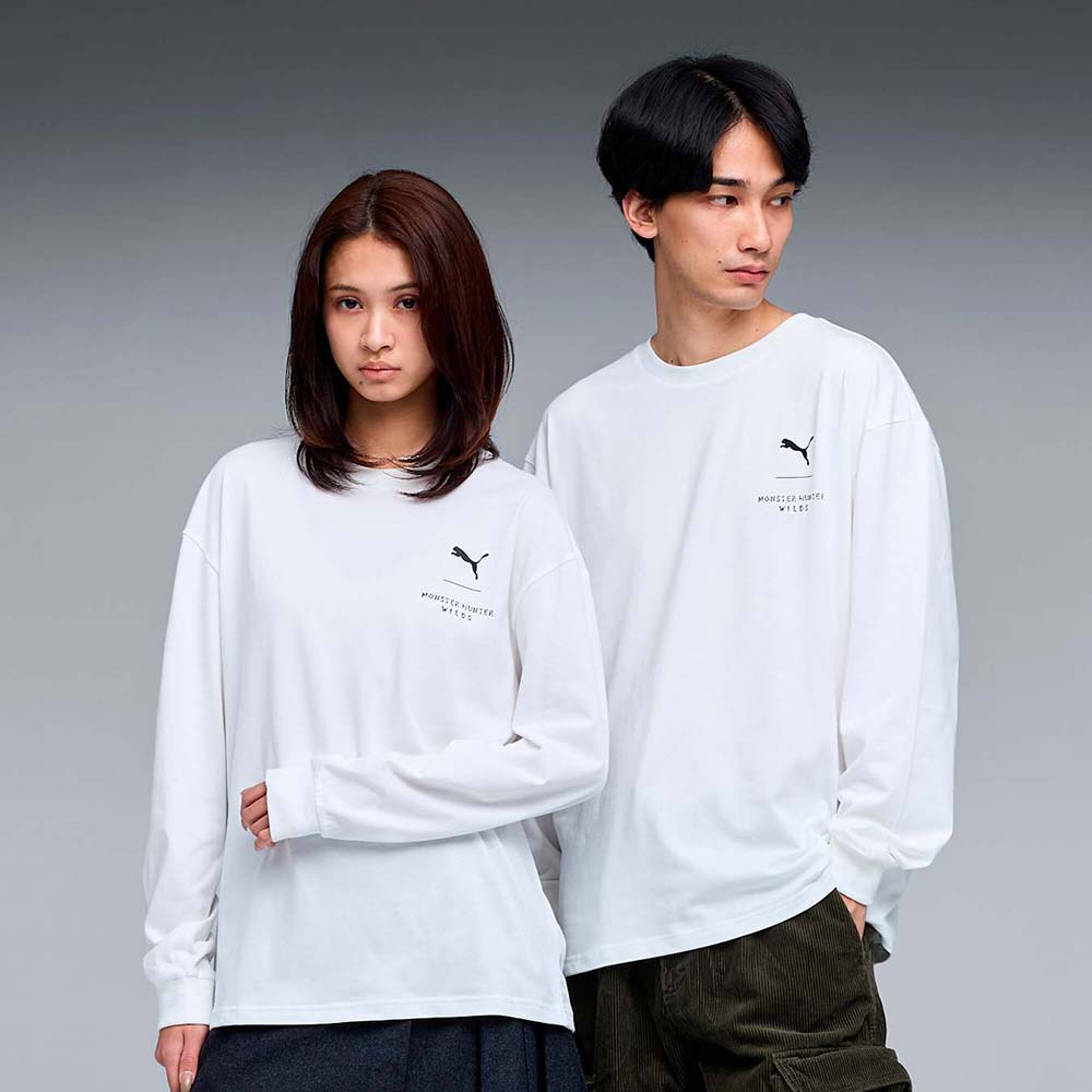 プーマ モンスターハンターワイルズ 長袖 Tシャツ PUMA MONSTER HUNTER LS TEE PUMA WHITE メンズ Tシャツ アイルー 636485-02