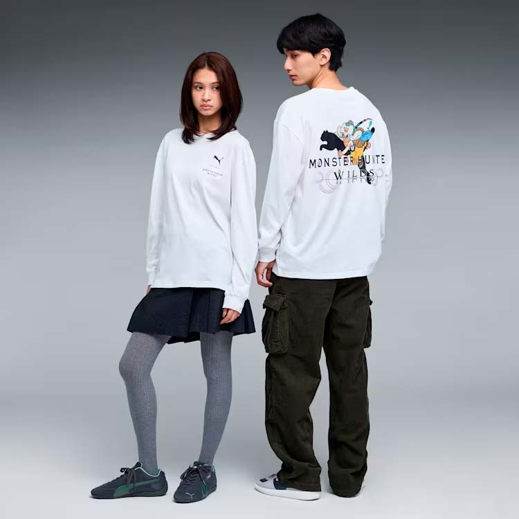 プーマ モンスターハンターワイルズ 長袖 Tシャツ PUMA MONSTER HUNTER LS TEE PUMA WHITE メンズ Tシャツ アイルー 636485-02