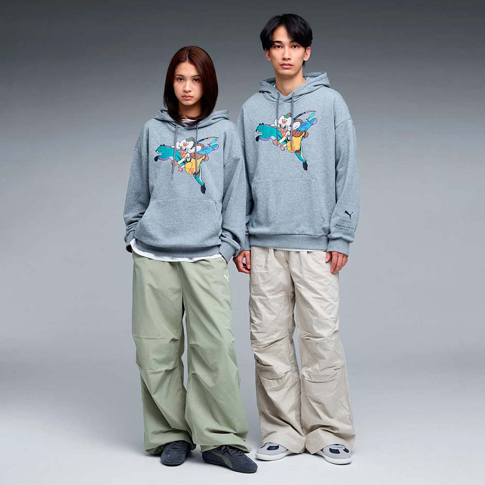 プーマ モンスターハンターワイルズ フーディ フロントプリント PUMA MONSTER HUNTER SWEAT HOODIE MEDIUM GRAY HEATHER メンズ スウェット アイルー 637017-03