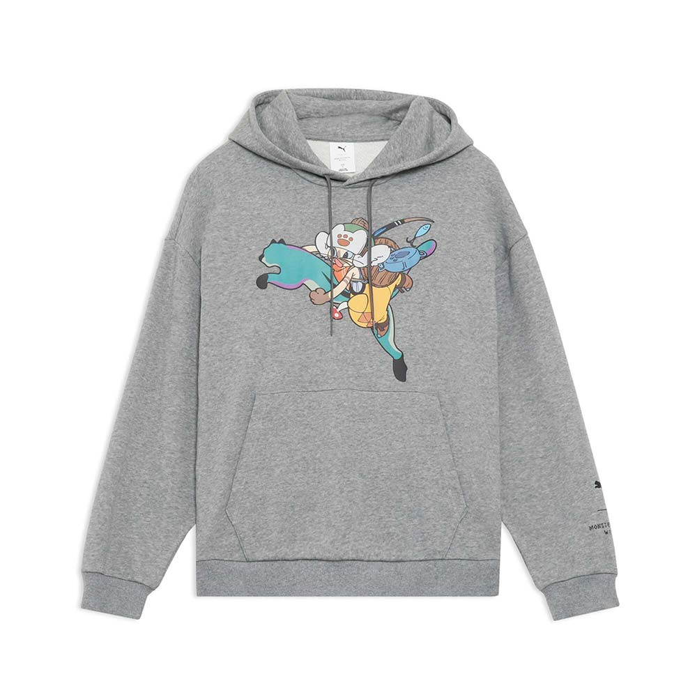 プーマ モンスターハンターワイルズ フーディ フロントプリント PUMA MONSTER HUNTER SWEAT HOODIE MEDIUM GRAY HEATHER メンズ スウェット アイルー 637017-03