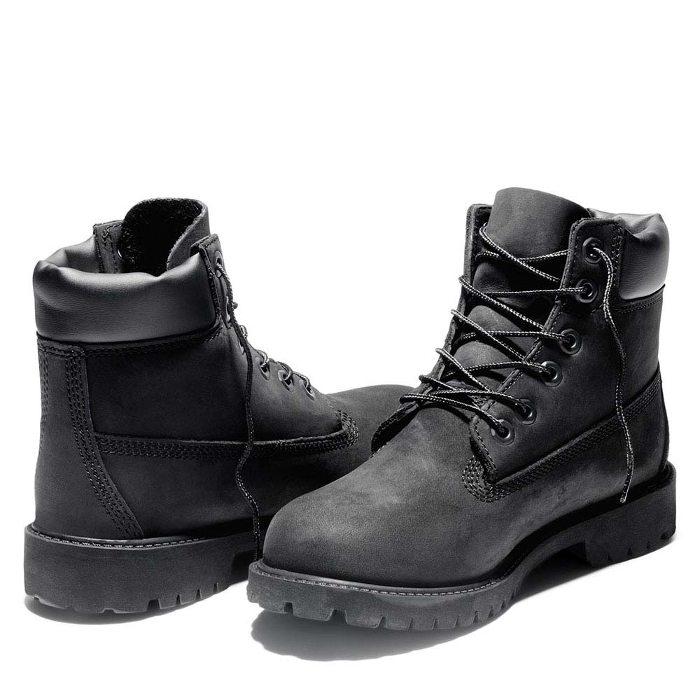 ティンバーランド ジュニア 6インチ プレミアム ウォータープルーフ ブーツ Timberland ブラック ヌバック キッズ レディース ブーツ 防水 TB012907001
