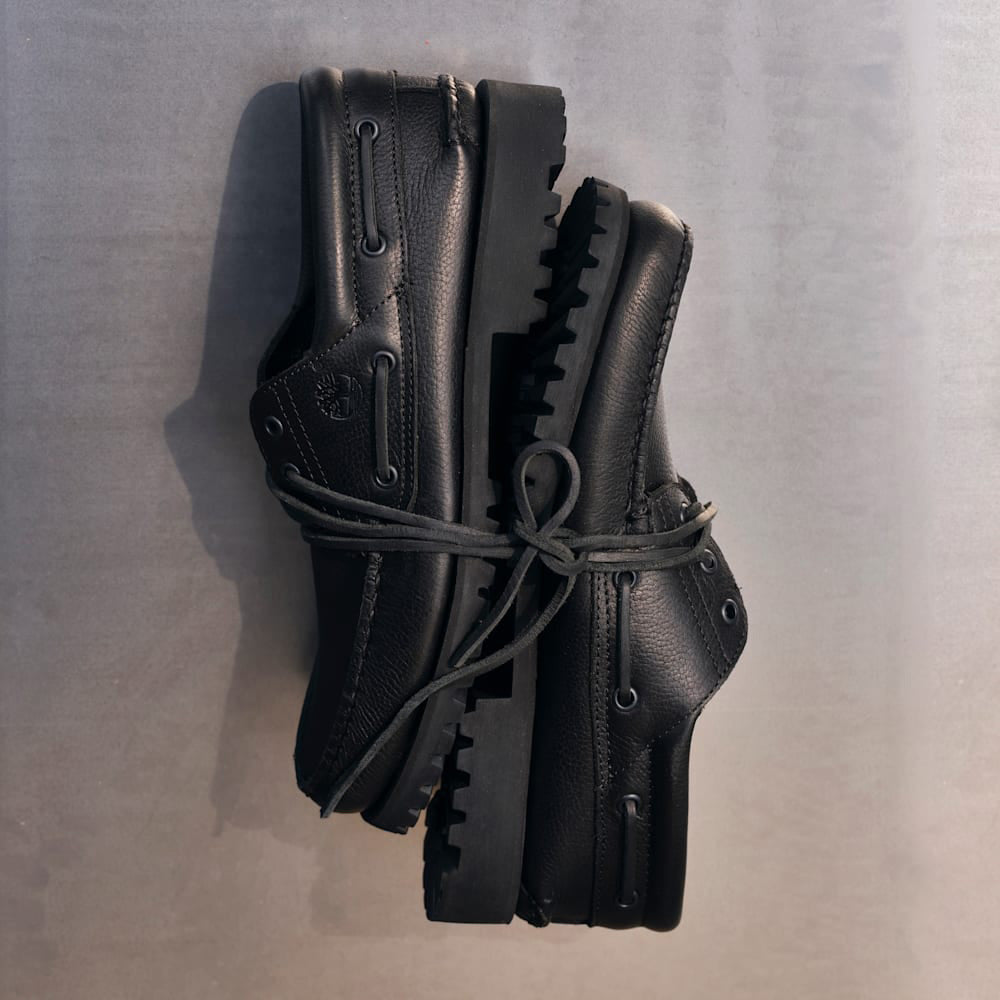 ティンバーランド スリーアイラグハンドソーン ボートシューズ Timberland 3-EYE LUG HANDSEWN BOAT SHOE オールオーバーブラック メンズ シューズ TB0A2PDQANI