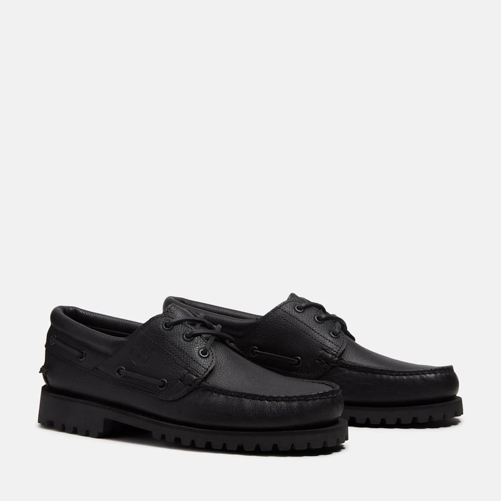 ティンバーランド スリーアイラグハンドソーン ボートシューズ Timberland 3-EYE LUG HANDSEWN BOAT SHOE オールオーバーブラック メンズ シューズ TB0A2PDQANI