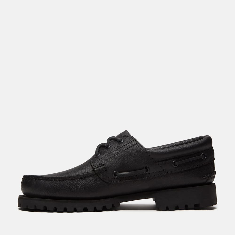 ティンバーランド スリーアイラグハンドソーン ボートシューズ Timberland 3-EYE LUG HANDSEWN BOAT SHOE オールオーバーブラック メンズ シューズ TB0A2PDQANI