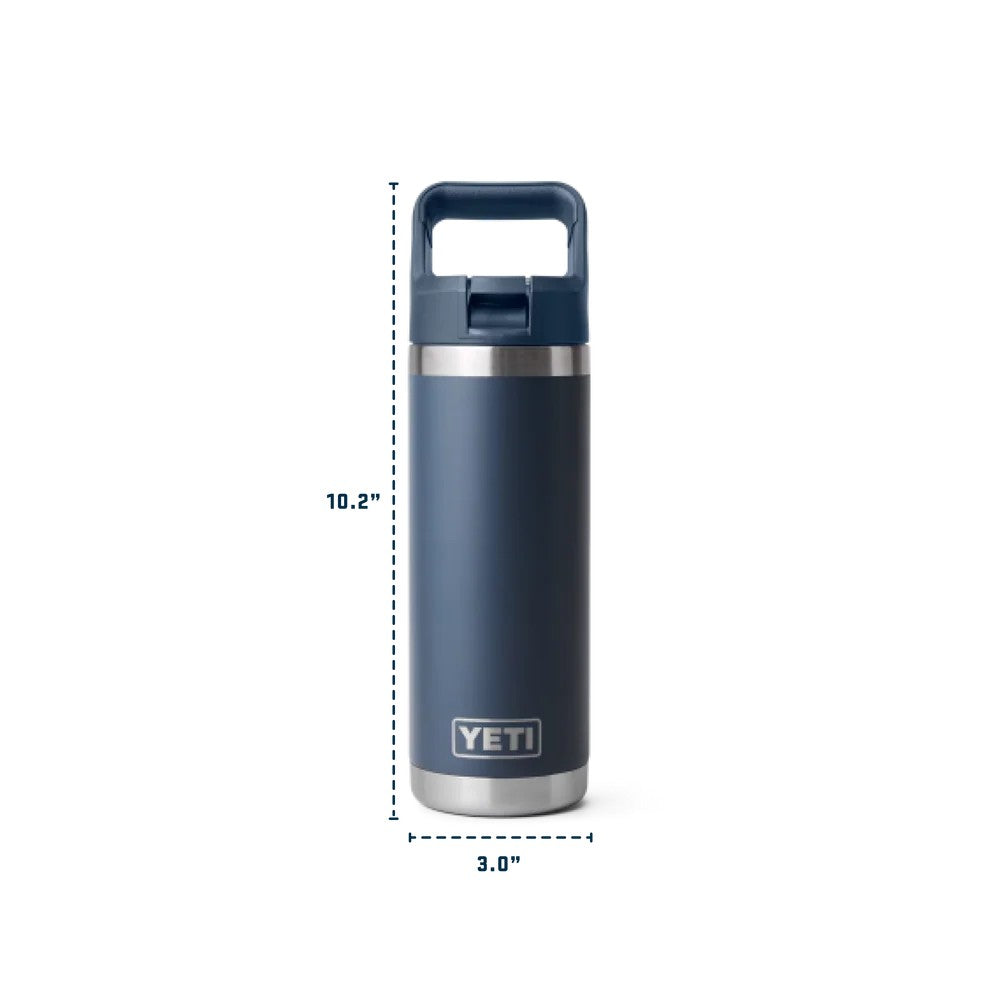 RAMBLER 18 OZ WATER BOTTLE WITH STRAW CAP 使用例・機能説明（別カラーの参考画像）